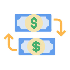 Simple illustration of money exchange with arrowed money movement