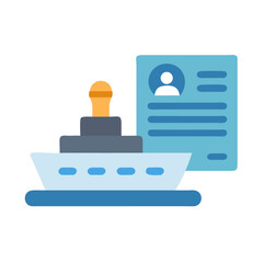 Icon of a cruise ship with personal profile behind