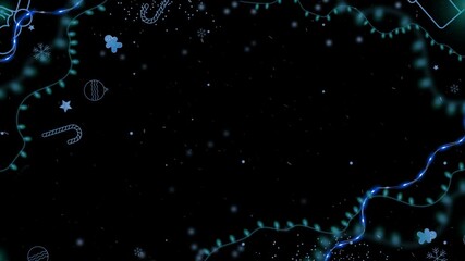 Charming animated Christmas background with falling snowflakes, candy canes, gingerbread men, and twinkling lights perfect for holiday greetings - Powered by Adobe