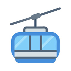Blue cable car illustration isolated on black background