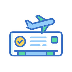 Minimalist airplane ticket icon for travel and tourism ads