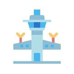 Air Traffic Control Tower Icon in Flat Design Style