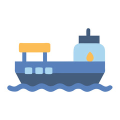 Flat design illustration of a blue oil tanker ship