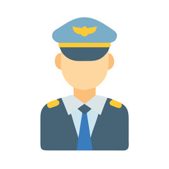 Flat design illustration of a pilot avatar character icon