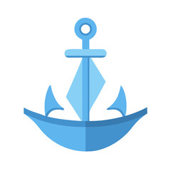 Minimalist light blue anchor illustration on a black background