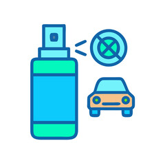 Car anti-theft spray bottle symbol on black background