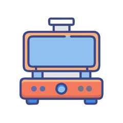 Flat design icon of panini press on black background