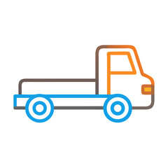 Minimalist illustration of a pick-up truck on black