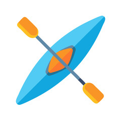 Stylized illustration of a kayak with paddle on black