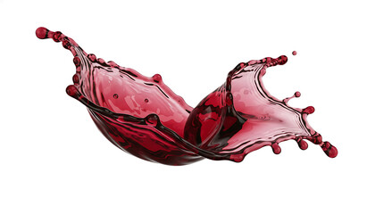 A vibrant splash of red wine frozen in time against a pristine white background showcasing dynamic motion