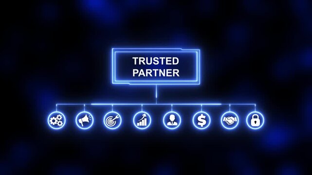 Trusted partner, Hologram Futuristic Interface Concept. Business, Technology, Internet and network concept.