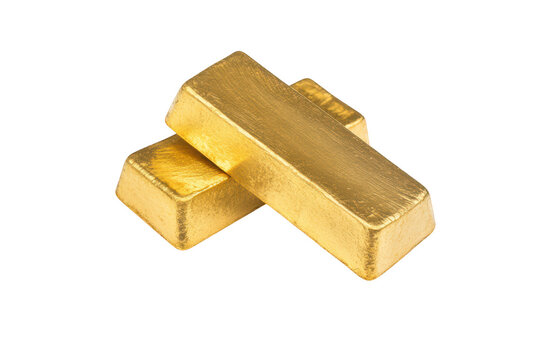 Two gleaming gold bars stacked on top of each other. set against a pristine white background. symbolizing wealth and luxury. ideal for financial or investment-related themes