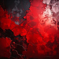 Abstract, fractured surface with a bold contrast of dark tones and vibrant red hues, creating a sense of raw energy