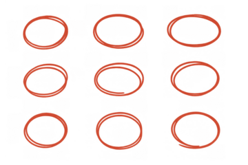 Red hand-drawn circles highlighting elements, transparent background, marker sketch for selection and emphasis