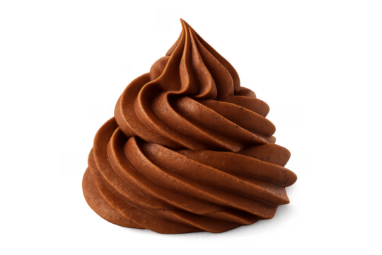Chocolate frosting cream swirl with a transparent background
