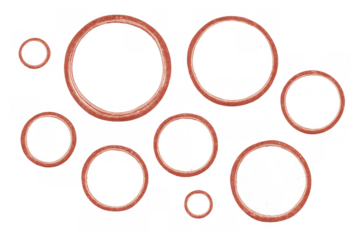 Red onion rings floating, showing texture and shape, ideal for food preparation and culinary concepts with transparent background