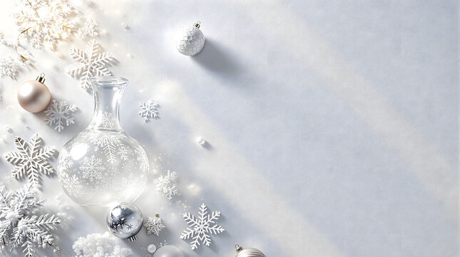 Winter concept nowflakes and silver ornaments create a magical atmosphere for seasonal greetings, promotions, and festive designs this year