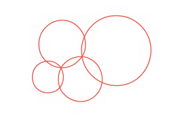 Intersecting red circles creating a geometric abstract pattern on a transparent background