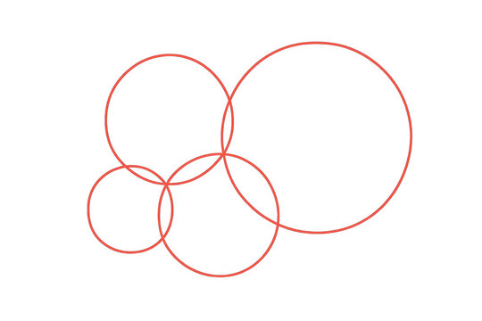 Intersecting red circles creating a geometric abstract pattern on a transparent background