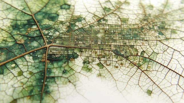 Abstract City Structure Formed by Leaf Veins