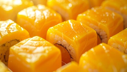 Delicious Mango Sushi Rolls - A Close-Up of Fresh Asian Cuisine.