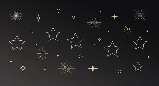 Elegant starburst patterns on black background for stylish holiday designs, celebrations, and magical themed projects with a modern festive touch - Powered by Adobe