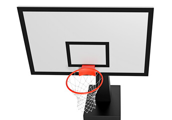 Basketball board with basket on a white background