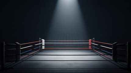Intense boxing ring awaits the fight, perfect for sports promotions and powerful campaign visuals with a stage for champions and a spotlight on victory