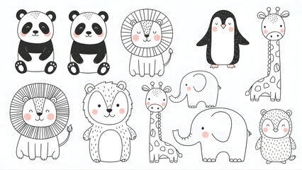 Noodle Doodle Illustration Cute Cartoon Animal Creatures in Playful Food Sketch Style
