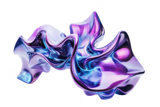 A and abstract sculpture featuring swirling forms in shades of purple and blue. set against a clean white background. modern artistic design