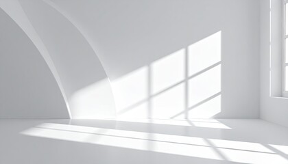 Obraz premium Minimalist white room with curved architectural detail