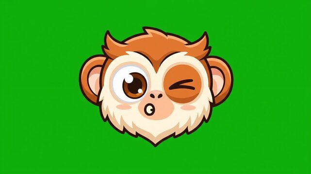 Cute cartoon monkey expressions animation loop