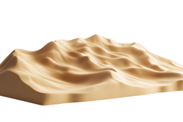 A smooth. undulating sand dune formation natural curves and textures. set against a clean white background. ideal for abstract art or design projects
