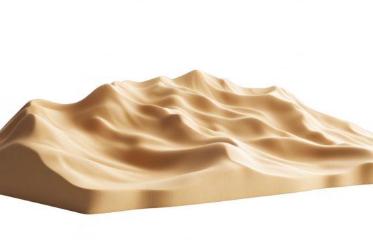 A smooth. undulating sand dune formation natural curves and textures. set against a clean white background. ideal for abstract art or design projects