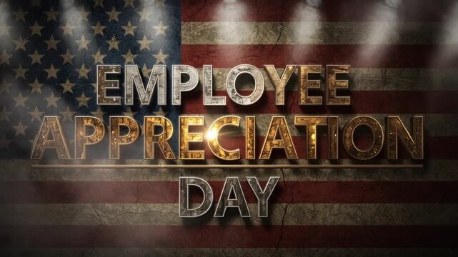 Employee Appreciation Day Text with Flag Background