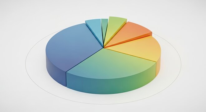 Visualize your business growth with this captivating 3D pie chart illustration showing market share analysis and financial performance in a professional modern presentation