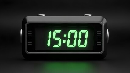 Digital Alarm Clock Showing Fifteen Hundred Hours in Dark Background
