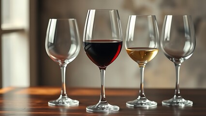 decade. Artistic visualization of wine glasses becoming more fragile with each decade marker, balancing enjoyment and health, bar promotions.