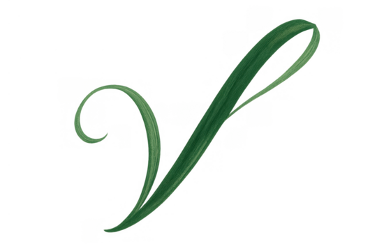 Green plant tendril growing with elegant curve on transparent background, symbolizing nature, growth, and organic design