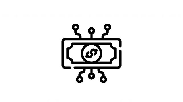 Digital money icon with node connections, suitable for finance, cryptocurrency, technology, blockchain, and network related designs.
