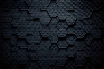 dark layered hexagonal honeycomb pattern with textured metallic surface and deep shadows, sleek futuristic mysterious mood