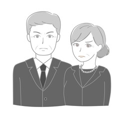 怒る喪服のシニア夫婦