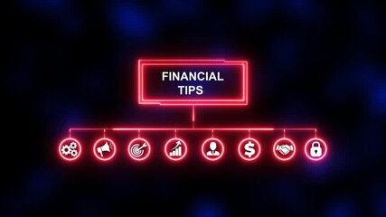 Financial Tips, Hologram Futuristic Interface, Augmented Virtual Reality. Business, Technology, Internet and network concept.