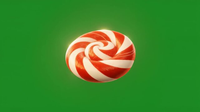 A vibrant red and white peppermint candy swirl against a bright green background, evoking a sense of sweetness and festive cheer.