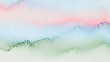 Abstract Watercolor Landscape with Soft Pastel Colors in Artistic Style for Background or Design