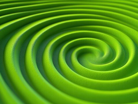 close-up green textured spiral with concentric grooves forming hypnotic soothing swirls - Powered by Adobe