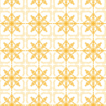 Black and Gold Floral Mandala Pattern, Golden Kanok Style Seamless Motif
