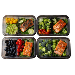 Delicious salmon meal prep containers filled with fresh ingredients for a healthy lifestyle, perfect for fitness enthusiasts and busy professionals maintaining a balanced diet