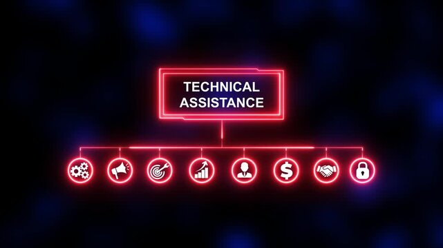 Technical Assistance, Hologram Futuristic Interface Concept. Business, Technology, Internet and network concept.