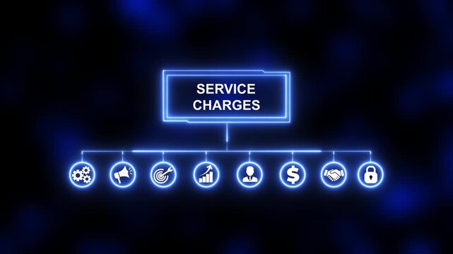 Service Charges, Hologram Futuristic Interface Concept. Business, Technology, Internet and network concept.
